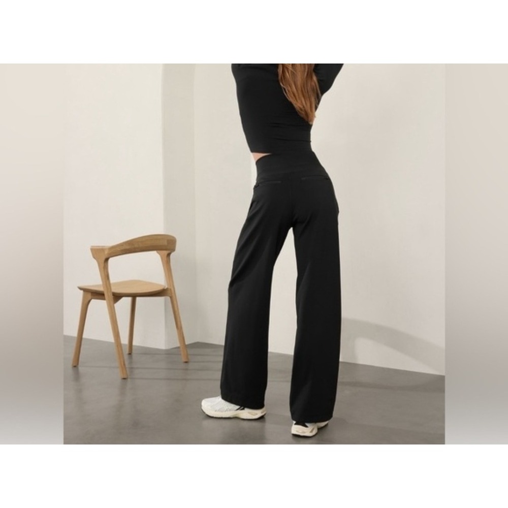 Athleta Brooklyn Wide Leg Pants Black High Waisted Travel Commute Large - Picture 2 of 10